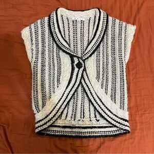 Black and White Striped Women's Sweater Vest